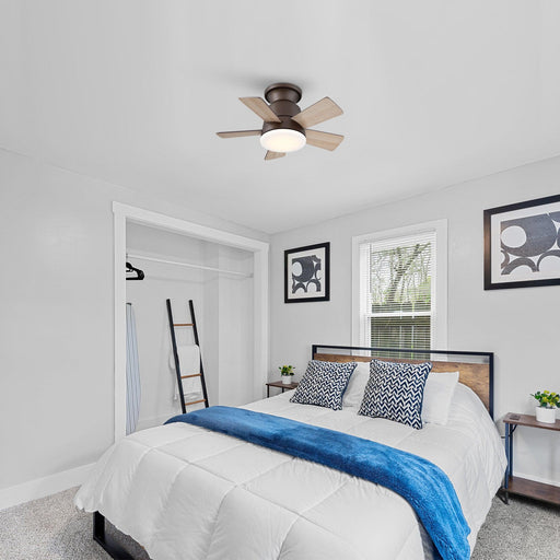 24" Farmhouse Flush Mount Reversible Iron Ceiling Fan with Lighting and Remote Control - Sweatfully