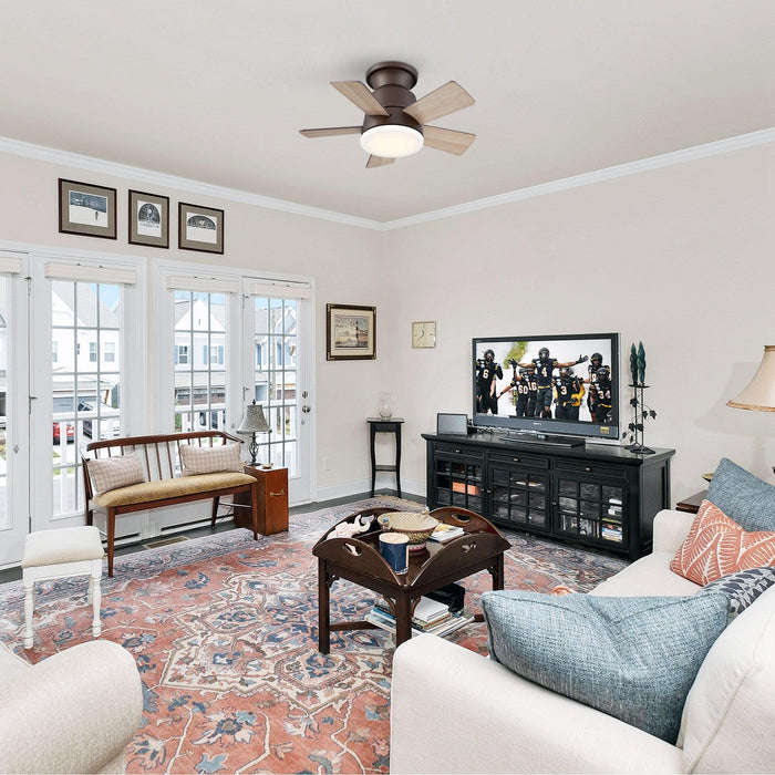 24" Farmhouse Flush Mount Reversible Iron Ceiling Fan with Lighting and Remote Control - Sweatfully