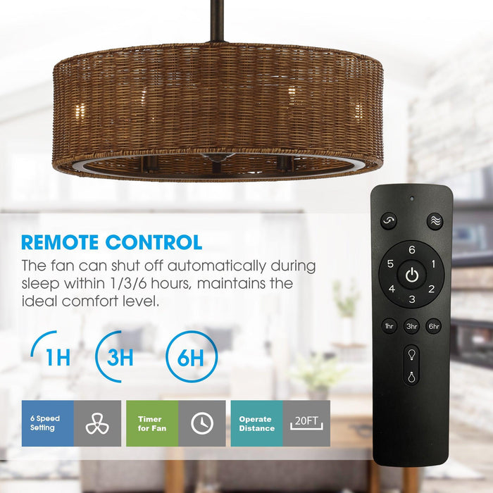 24" Farmhouse DC Motor Ceiling Fan with Lighting and Remote Control - Sweatfully