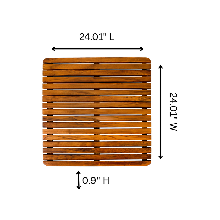 Yukon Teak Shower and Bathmat 24" x 24" - Sweatfully