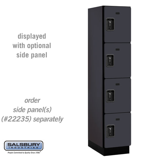 Salsbury 15" Wide Four Tier Designer Wood Locker - 1 Wide - 6 Feet High - 21 Inches Deep - Black - Black Resettable Combination Locks - Sweatfully