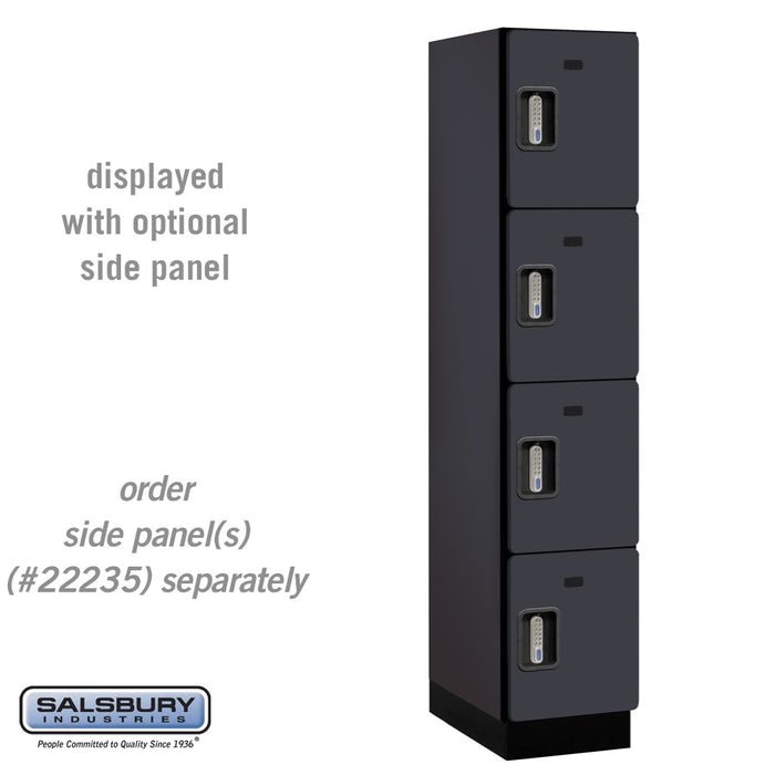 Salsbury 15" Wide Four Tier Designer Wood Locker - 1 Wide - 6 Feet High - 21 Inches Deep - Black - Silver Electronic Locks - Sweatfully