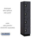 Salsbury 15" Wide Four Tier Designer Wood Locker - 1 Wide - 6 Feet High - 21 Inches Deep - Black - Silver Resettable Combination Locks - Sweatfully