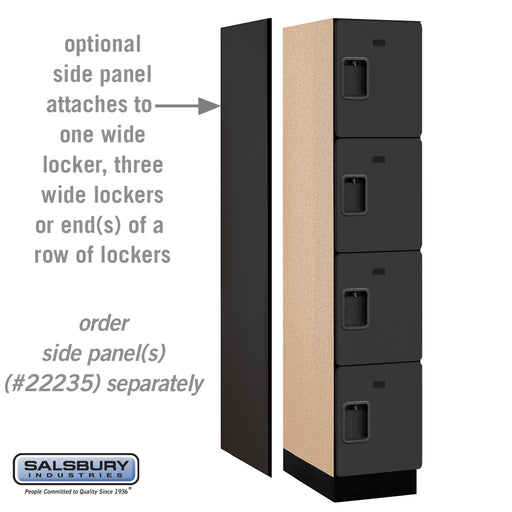 Salsbury 15" Wide Four Tier Designer Wood Locker - 1 Wide - 6 Feet High - 21 Inches Deep - Black - Hasps - Sweatfully