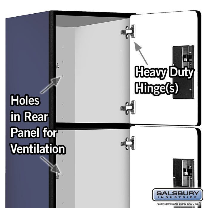 Salsbury 15" Wide Four Tier Designer Wood Locker - 1 Wide - 6 Feet High - 21 Inches Deep - Blue - Hasps - Sweatfully