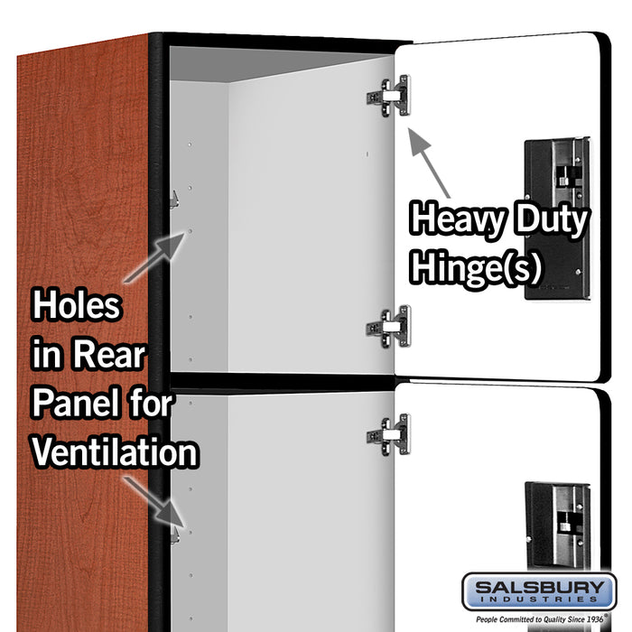 Salsbury 15" Wide Four Tier Designer Wood Locker - 1 Wide - 6 Feet High - 21 Inches Deep - Cherry - Hasps - Sweatfully
