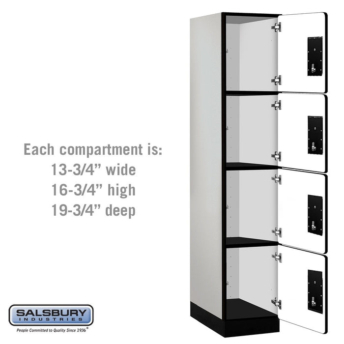 Salsbury 15" Wide Four Tier Designer Wood Locker - 1 Wide - 6 Feet High - 21 Inches Deep - Gray - Silver Electronic Locks - Sweatfully