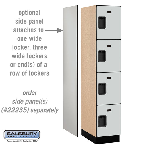 Salsbury 15" Wide Four Tier Designer Wood Locker - 1 Wide - 6 Feet High - 21 Inches Deep - Gray - Hasps - Sweatfully