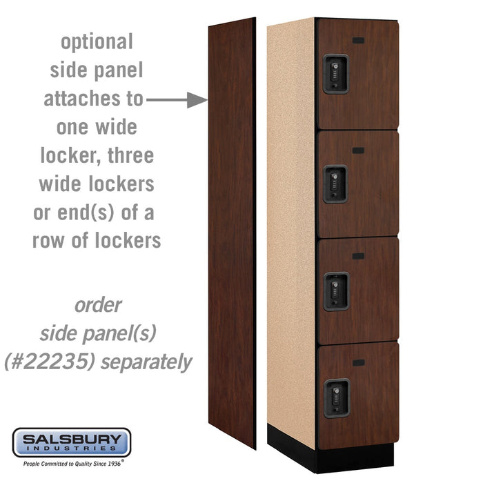 Salsbury 15" Wide Four Tier Designer Wood Locker - 1 Wide - 6 Feet High - 21 Inches Deep - Mahogany - Black Resettable Combination Locks - Sweatfully