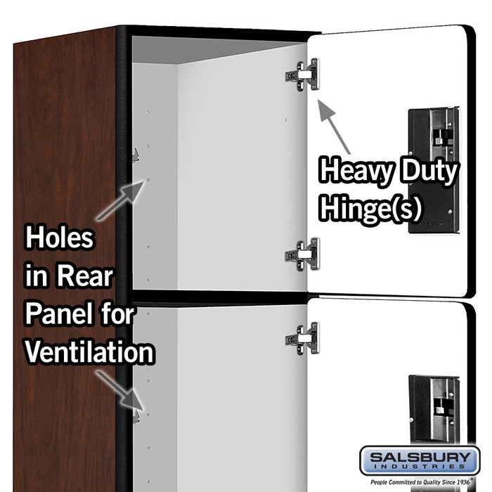 Salsbury 15" Wide Four Tier Designer Wood Locker - 1 Wide - 6 Feet High - 21 Inches Deep - Mahogany - Hasps - Sweatfully