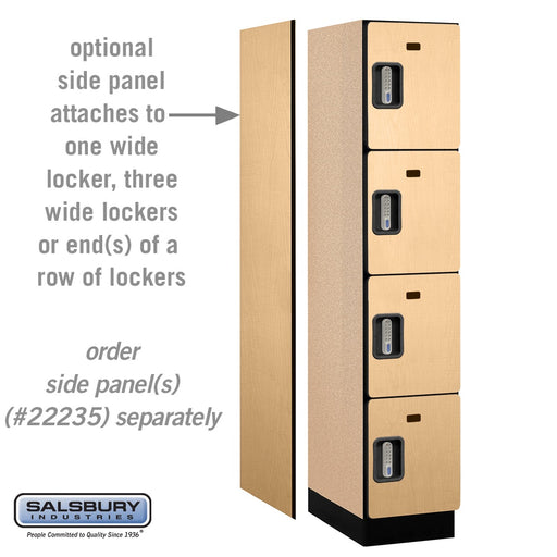 Salsbury 15" Wide Four Tier Designer Wood Locker - 1 Wide - 6 Feet High - 21 Inches Deep - Maple - Silver Electronic Locks - Sweatfully