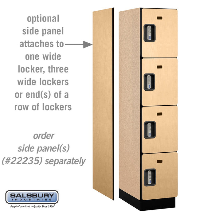 Salsbury 15" Wide Four Tier Designer Wood Locker - 1 Wide - 6 Feet High - 21 Inches Deep - Maple - Silver Electronic Locks - Sweatfully