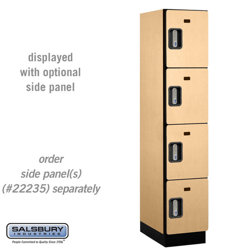 Salsbury 15" Wide Four Tier Designer Wood Locker - 1 Wide - 6 Feet High - 21 Inches Deep - Maple - Silver Electronic Locks - Sweatfully