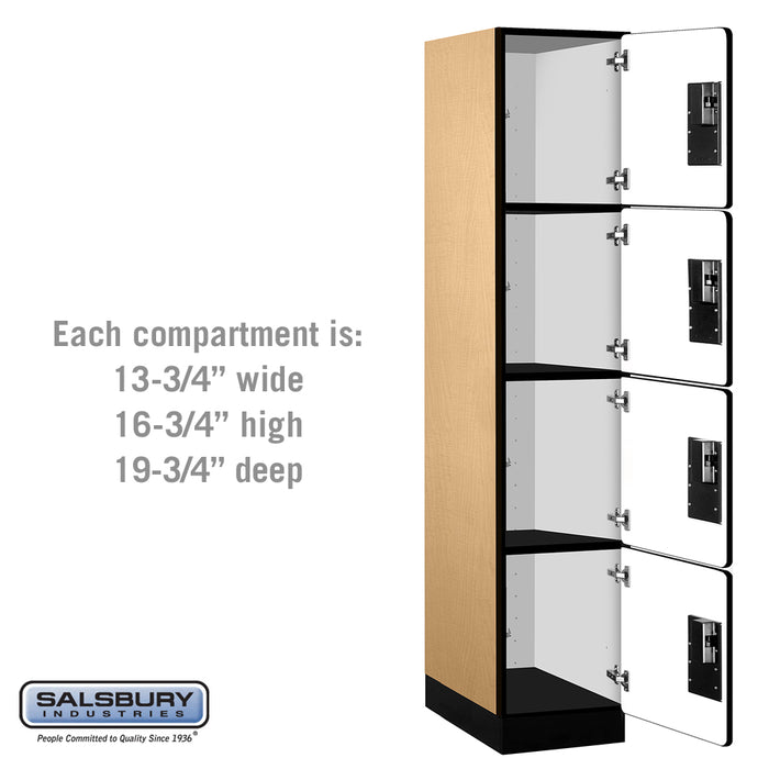 Salsbury 15" Wide Four Tier Designer Wood Locker - 1 Wide - 6 Feet High - 21 Inches Deep - Maple - Hasps - Sweatfully