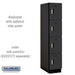 Salsbury 15" Wide Four Tier Designer Wood Locker - 1 Wide - 6 Feet High - 24 Inches Deep - Black - Silver Electronic Locks - Sweatfully
