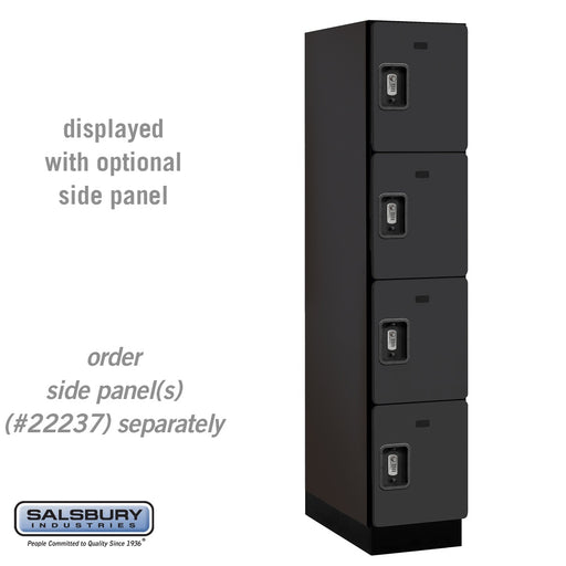 Salsbury 15" Wide Four Tier Designer Wood Locker - 1 Wide - 6 Feet High - 24 Inches Deep - Black - Silver Resettable Combination Locks - Sweatfully