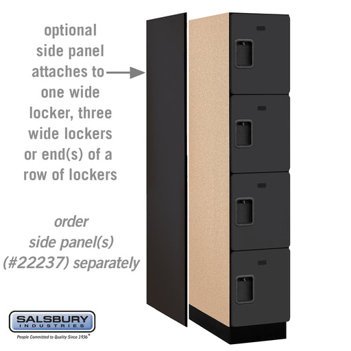 Salsbury 15" Wide Four Tier Designer Wood Locker - 1 Wide - 6 Feet High - 24 Inches Deep - Black - Hasps - Sweatfully