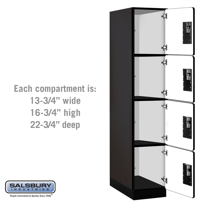 Salsbury 15" Wide Four Tier Designer Wood Locker - 1 Wide - 6 Feet High - 24 Inches Deep - Black - Hasps - Sweatfully