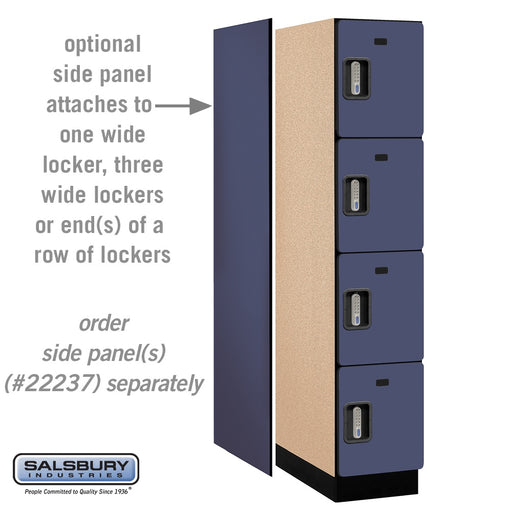 Salsbury 15" Wide Four Tier Designer Wood Locker - 1 Wide - 6 Feet High - 24 Inches Deep - Blue - Silver Electronic Locks - Sweatfully