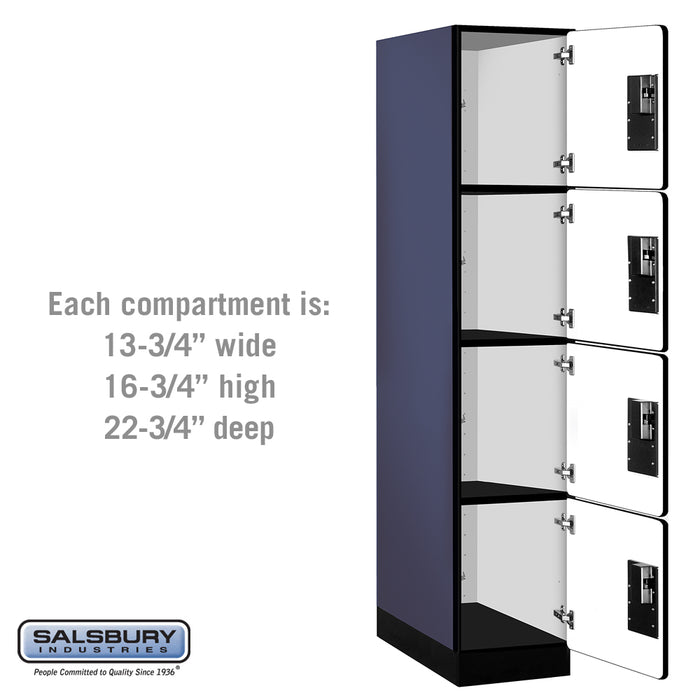 Salsbury 15" Wide Four Tier Designer Wood Locker - 1 Wide - 6 Feet High - 24 Inches Deep - Blue - Hasps - Sweatfully