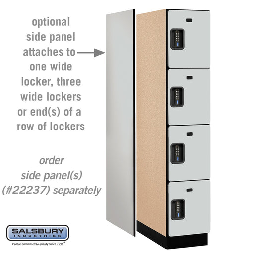 Salsbury 15" Wide Four Tier Designer Wood Locker - 1 Wide - 6 Feet High - 24 Inches Deep - Gray - Black Electronic Locks - Sweatfully