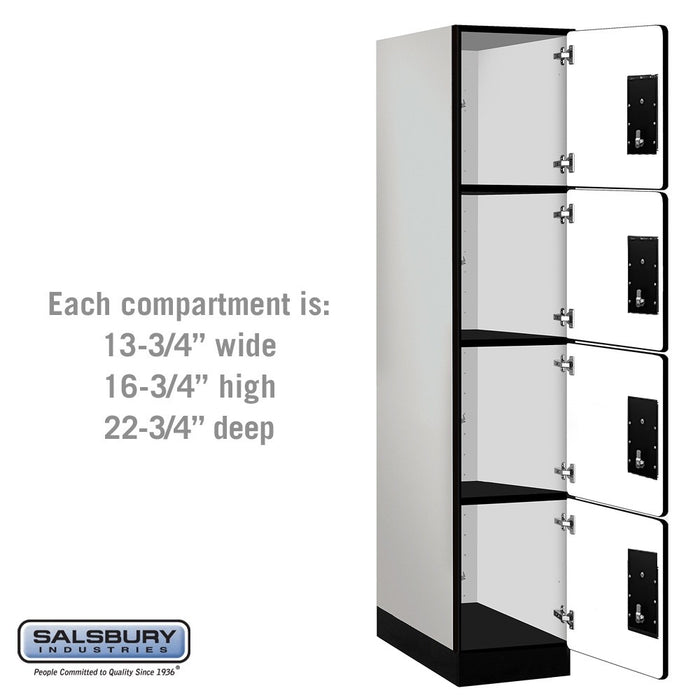 Salsbury 15" Wide Four Tier Designer Wood Locker - 1 Wide - 6 Feet High - 24 Inches Deep - Gray - Silver Electronic Locks - Sweatfully