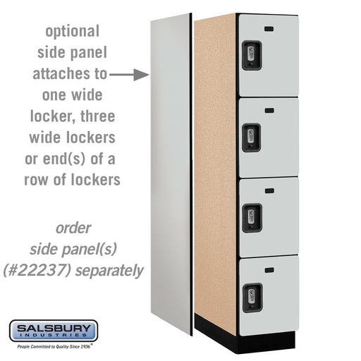 Salsbury 15" Wide Four Tier Designer Wood Locker - 1 Wide - 6 Feet High - 24 Inches Deep - Gray - Silver Resettable Combination Locks - Sweatfully