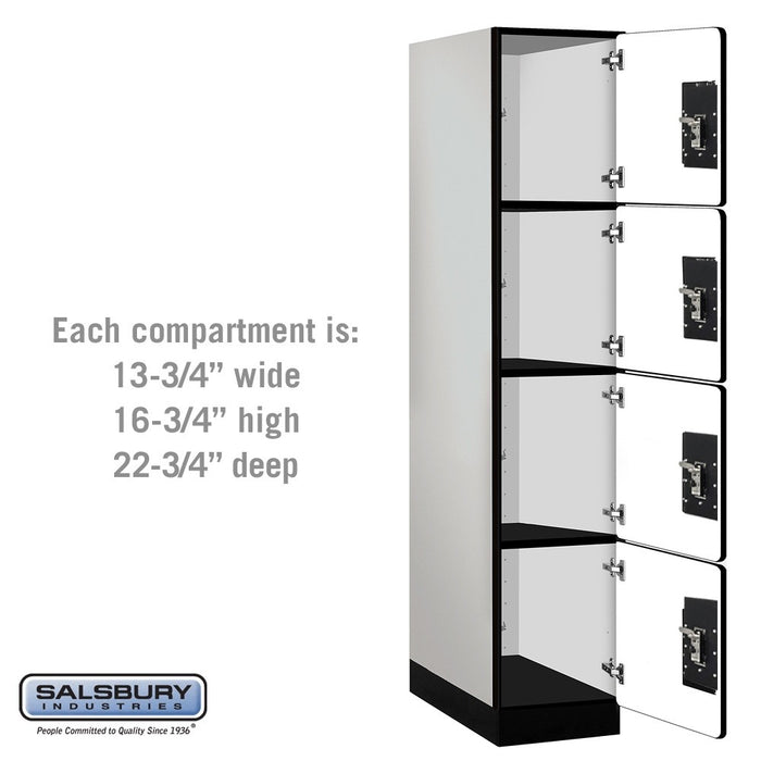 Salsbury 15" Wide Four Tier Designer Wood Locker - 1 Wide - 6 Feet High - 24 Inches Deep - Gray - Silver Resettable Combination Locks - Sweatfully