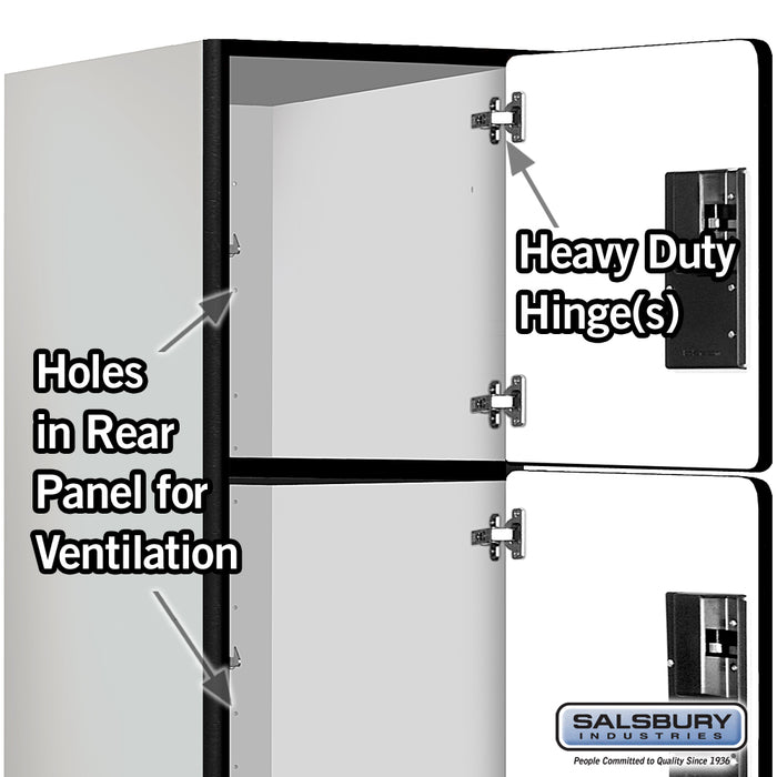 Salsbury 15" Wide Four Tier Designer Wood Locker - 1 Wide - 6 Feet High - 24 Inches Deep - Gray - Hasps - Sweatfully