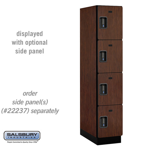 Salsbury 15" Wide Four Tier Designer Wood Locker - 1 Wide - 6 Feet High - 24 Inches Deep - Mahogany - Black Electronic Locks - Sweatfully