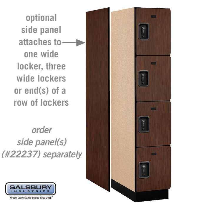 Salsbury 15" Wide Four Tier Designer Wood Locker - 1 Wide - 6 Feet High - 24 Inches Deep - Mahogany - Black Resettable Combination Locks - Sweatfully