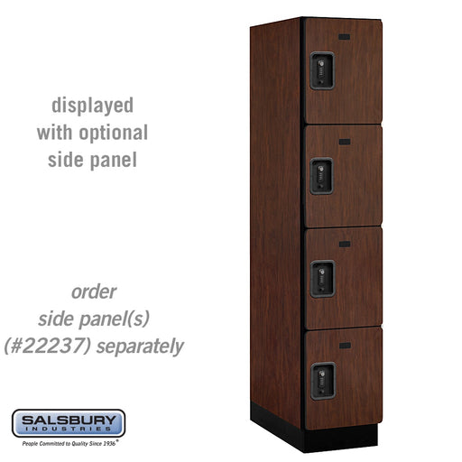 Salsbury 15" Wide Four Tier Designer Wood Locker - 1 Wide - 6 Feet High - 24 Inches Deep - Mahogany - Black Resettable Combination Locks - Sweatfully