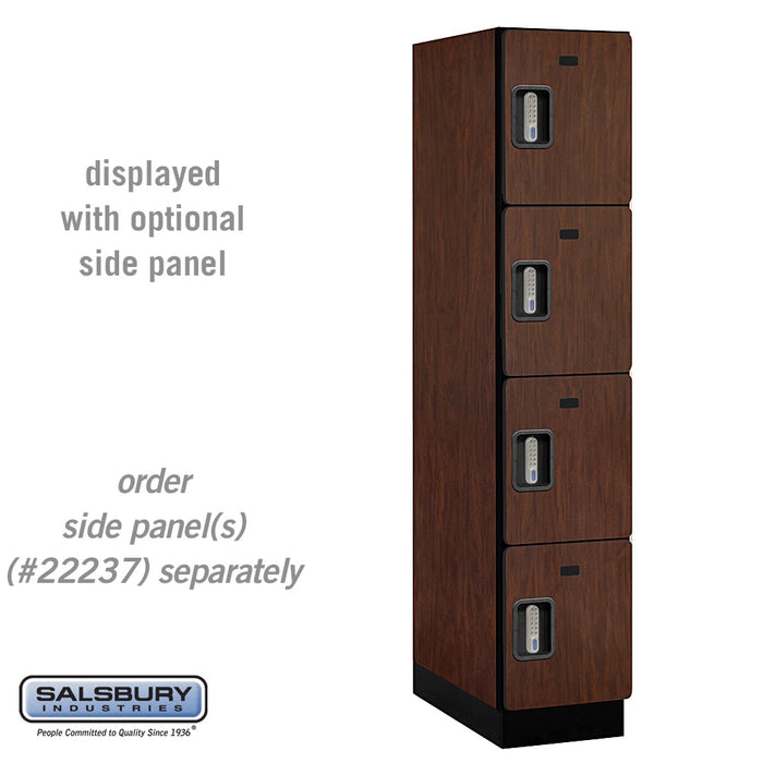 Salsbury 15" Wide Four Tier Designer Wood Locker - 1 Wide - 6 Feet High - 24 Inches Deep - Mahogany - Silver Electronic Locks - Sweatfully