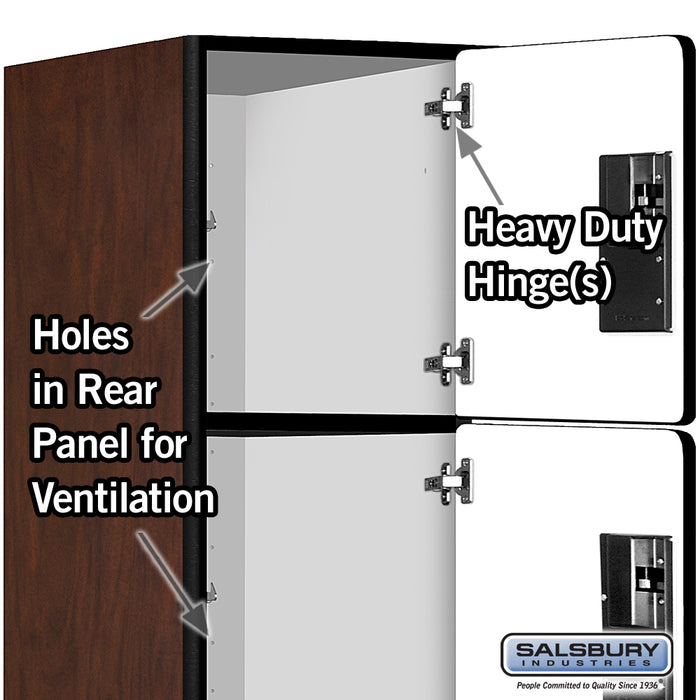 Salsbury 15" Wide Four Tier Designer Wood Locker - 1 Wide - 6 Feet High - 24 Inches Deep - Mahogany - Hasps - Sweatfully