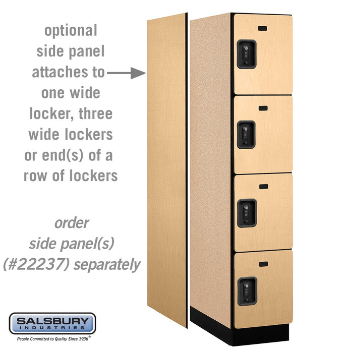 Salsbury 15" Wide Four Tier Designer Wood Locker - 1 Wide - 6 Feet High - 24 Inches Deep - Maple - Black Resettable Combination Locks - Sweatfully