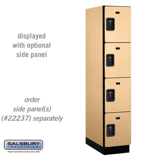 Salsbury 15" Wide Four Tier Designer Wood Locker - 1 Wide - 6 Feet High - 24 Inches Deep - Maple - Black Resettable Combination Locks - Sweatfully