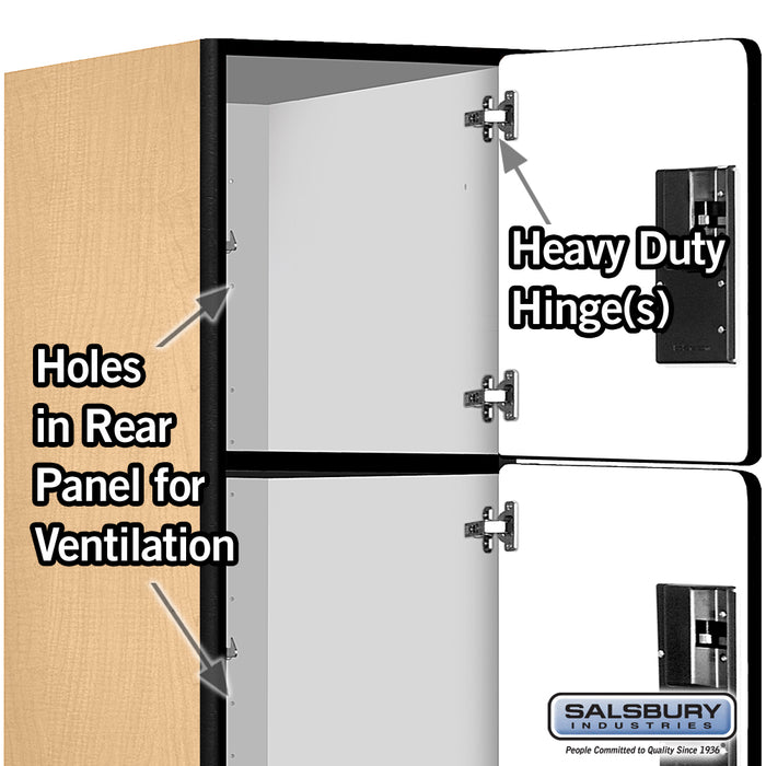 Salsbury 15" Wide Four Tier Designer Wood Locker - 1 Wide - 6 Feet High - 24 Inches Deep - Maple - Hasps - Sweatfully