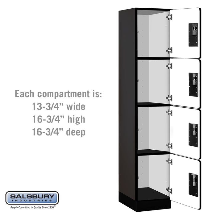 Salsbury 15" Wide Four Tier Designer Wood Locker - 1 Wide - 6 Feet High - 18 Inches Deep - Black - Hasps - Sweatfully