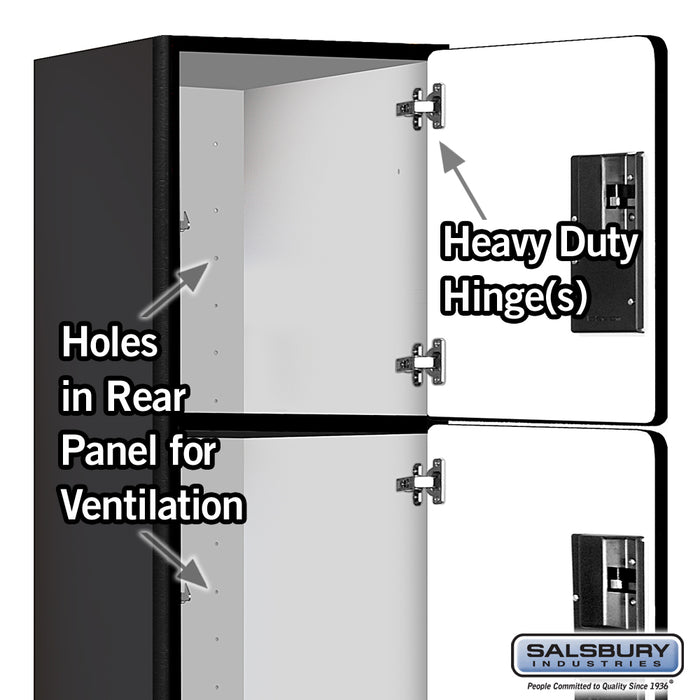 Salsbury 15" Wide Four Tier Designer Wood Locker - 1 Wide - 6 Feet High - 18 Inches Deep - Black - Hasps - Sweatfully