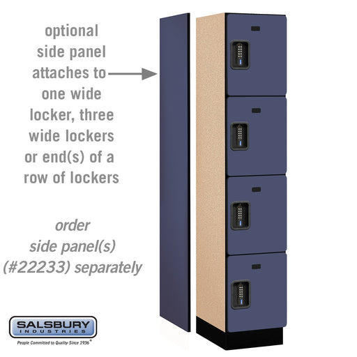 Salsbury 15" Wide Four Tier Designer Wood Locker - 1 Wide - 6 Feet High - 18 Inches Deep - Blue - Black Electronic Locks - Sweatfully