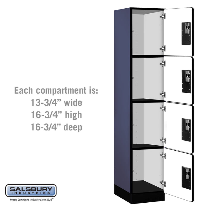 Salsbury 15" Wide Four Tier Designer Wood Locker - 1 Wide - 6 Feet High - 18 Inches Deep - Blue - Hasps - Sweatfully