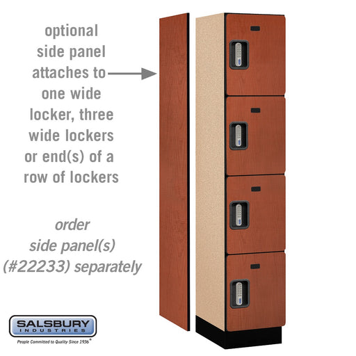 Salsbury 15" Wide Four Tier Designer Wood Locker - 1 Wide - 6 Feet High - 18 Inches Deep - Cherry - Silver Electronic Locks - Sweatfully