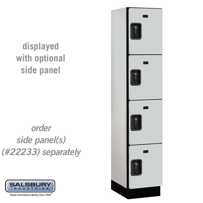 Salsbury 15" Wide Four Tier Designer Wood Locker - 1 Wide - 6 Feet High - 18 Inches Deep - Gray - Black Resettable Combination Locks - Sweatfully