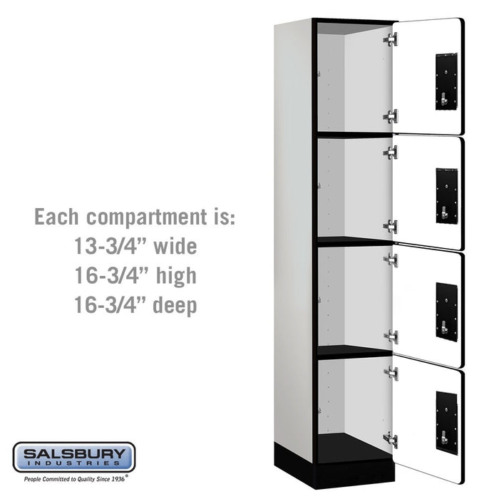 Salsbury 15" Wide Four Tier Designer Wood Locker - 1 Wide - 6 Feet High - 18 Inches Deep - Gray - Silver Electronic Locks - Sweatfully