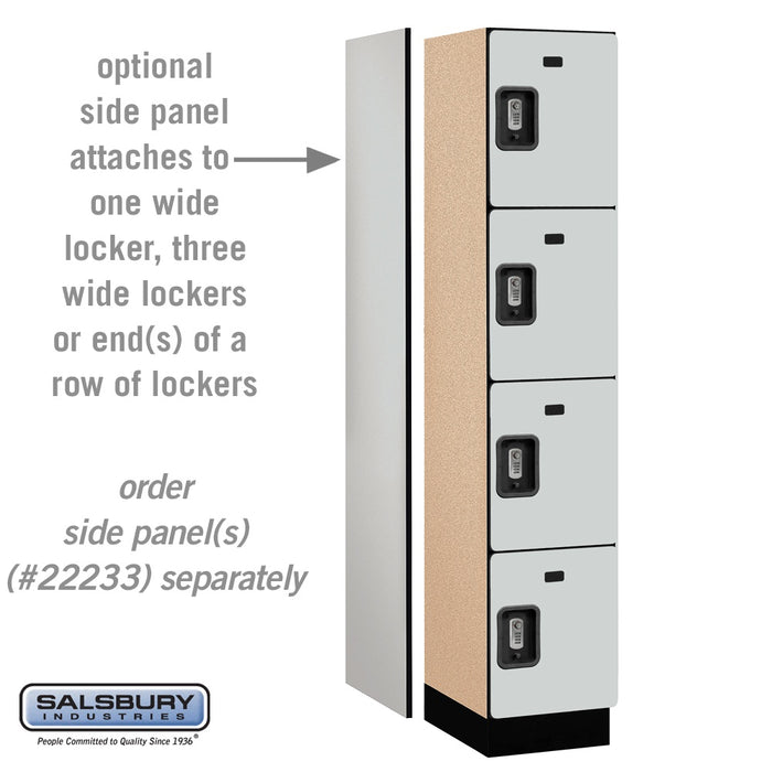 Salsbury 15" Wide Four Tier Designer Wood Locker - 1 Wide - 6 Feet High - 18 Inches Deep - Gray - Silver Resettable Combination Locks - Sweatfully