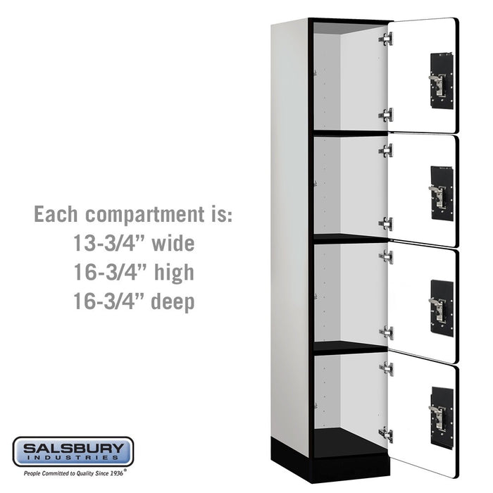 Salsbury 15" Wide Four Tier Designer Wood Locker - 1 Wide - 6 Feet High - 18 Inches Deep - Gray - Silver Resettable Combination Locks - Sweatfully