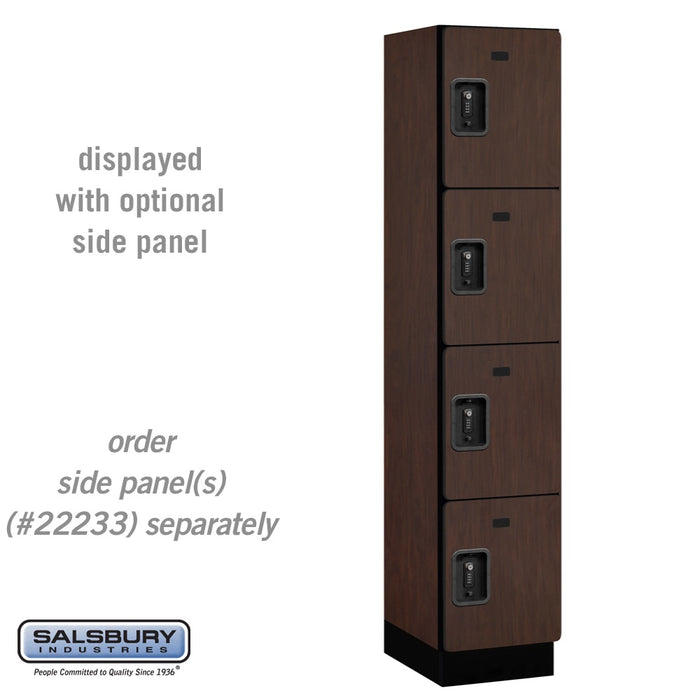 Salsbury 15" Wide Four Tier Designer Wood Locker - 1 Wide - 6 Feet High - 18 Inches Deep - Mahogany - Black Resettable Combination Locks - Sweatfully