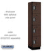 Salsbury 15" Wide Four Tier Designer Wood Locker - 1 Wide - 6 Feet High - 18 Inches Deep - Mahogany - Silver Electronic Locks - Sweatfully