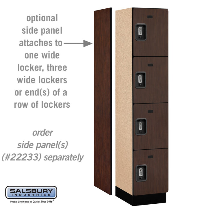 Salsbury 15" Wide Four Tier Designer Wood Locker - 1 Wide - 6 Feet High - 18 Inches Deep - Mahogany - Silver Resettable Combination Locks - Sweatfully