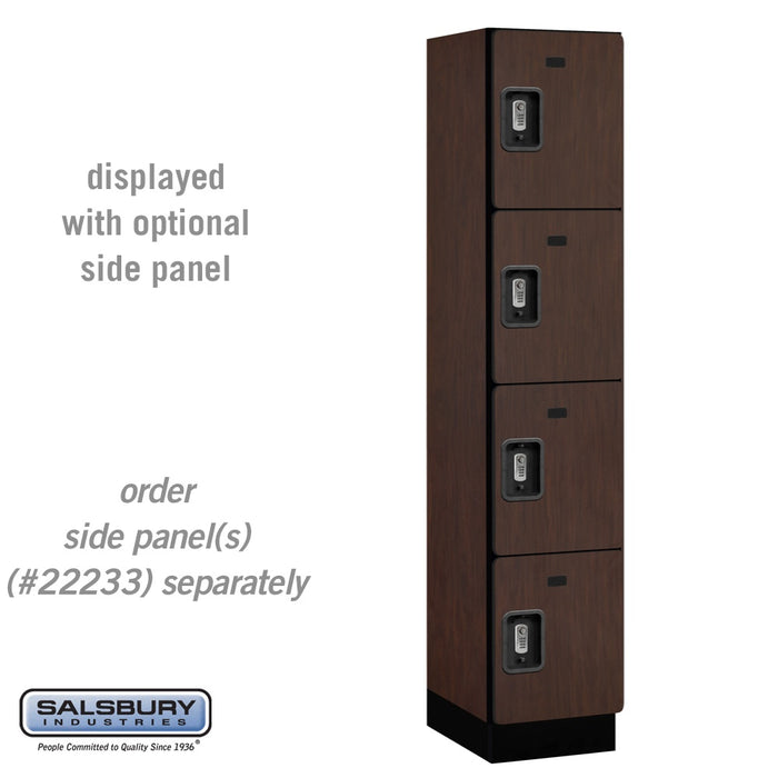 Salsbury 15" Wide Four Tier Designer Wood Locker - 1 Wide - 6 Feet High - 18 Inches Deep - Mahogany - Silver Resettable Combination Locks - Sweatfully